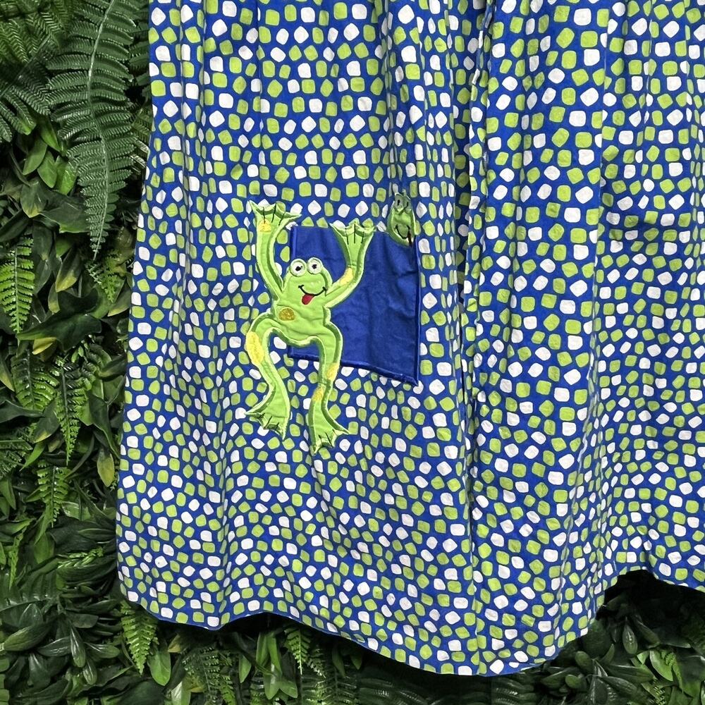 VTG AUSTIN & ASHLEY Dress Blue 8 Button Collared Dotted Frog Embroidered 2673 - Picture 5 of 6